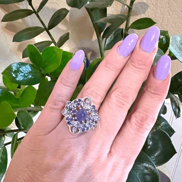 #007 Heirloom Sterling Silver Tanzanite & Iolite Ring-SZ 7 - Picture 5 of 7